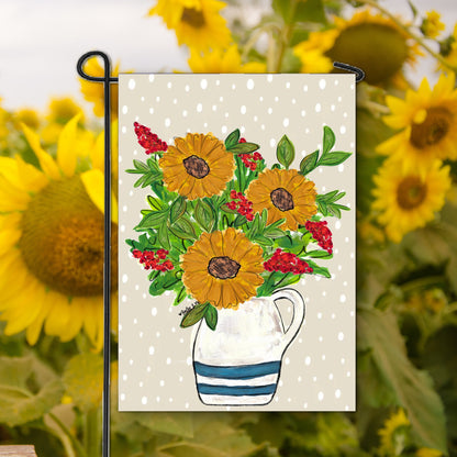 Sunflowers in Stoneware Pottery Garden Flag