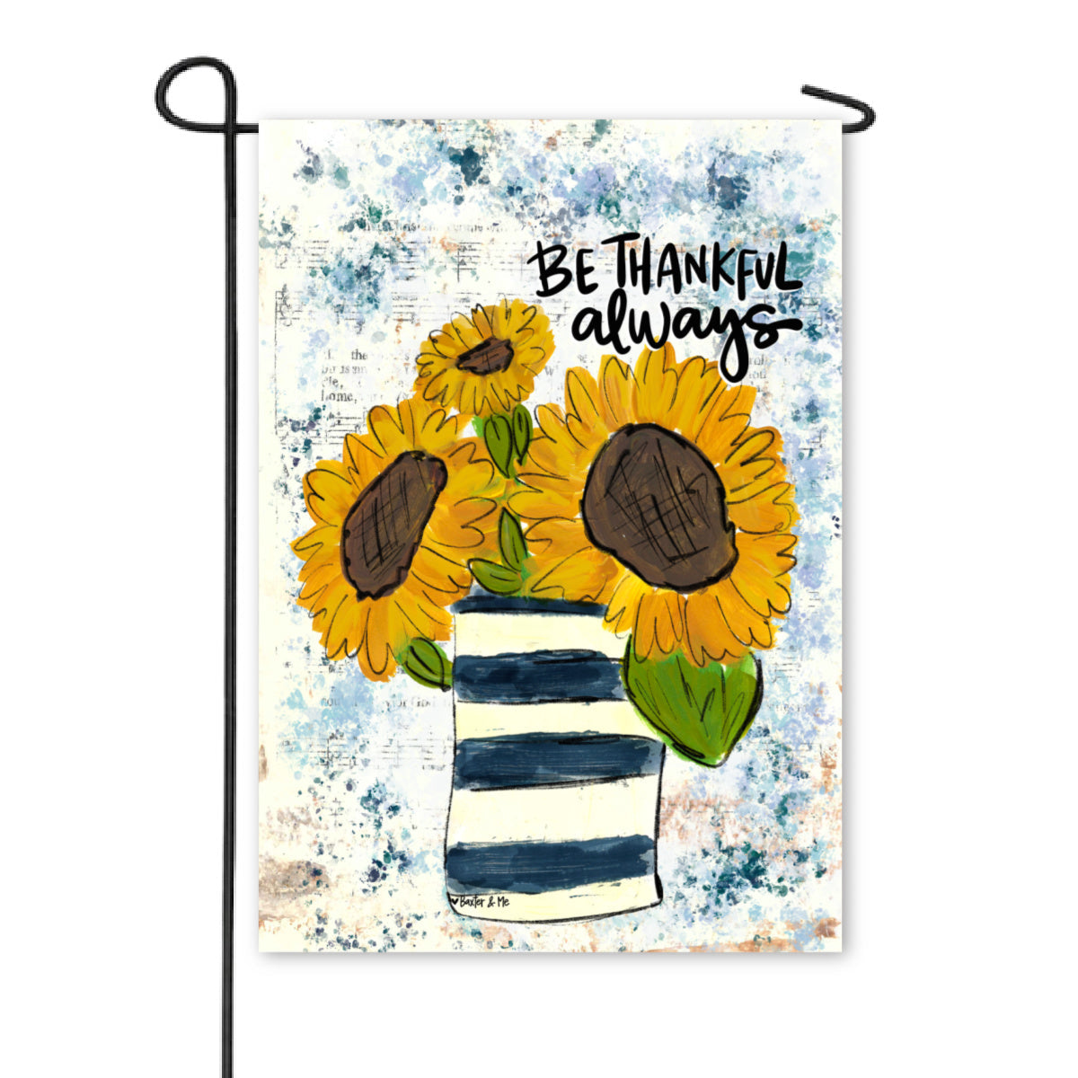 Be Thankful Always Sunflower Vase Garden Flag