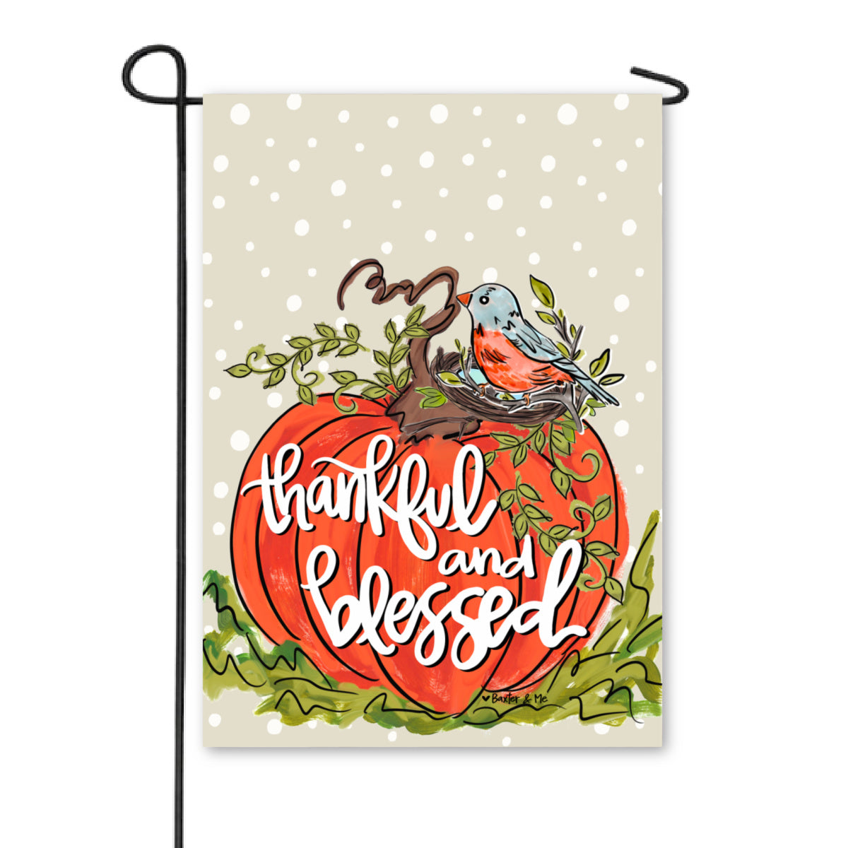 Thankful & Blessed Bird Pumpkin Garden Flag