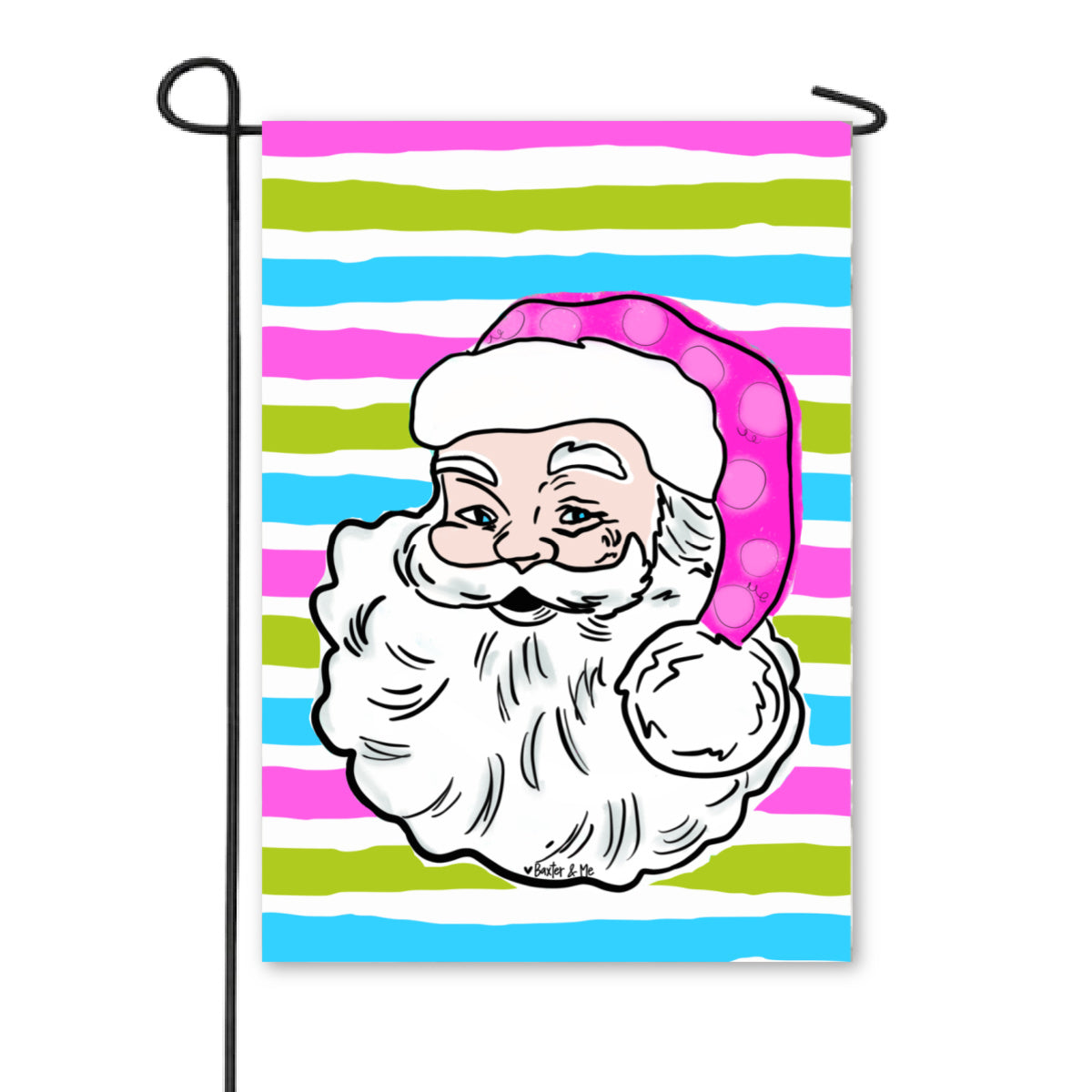 Pink Jolly Santa Garden Flag