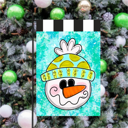 Happy Snowman Garden Flag