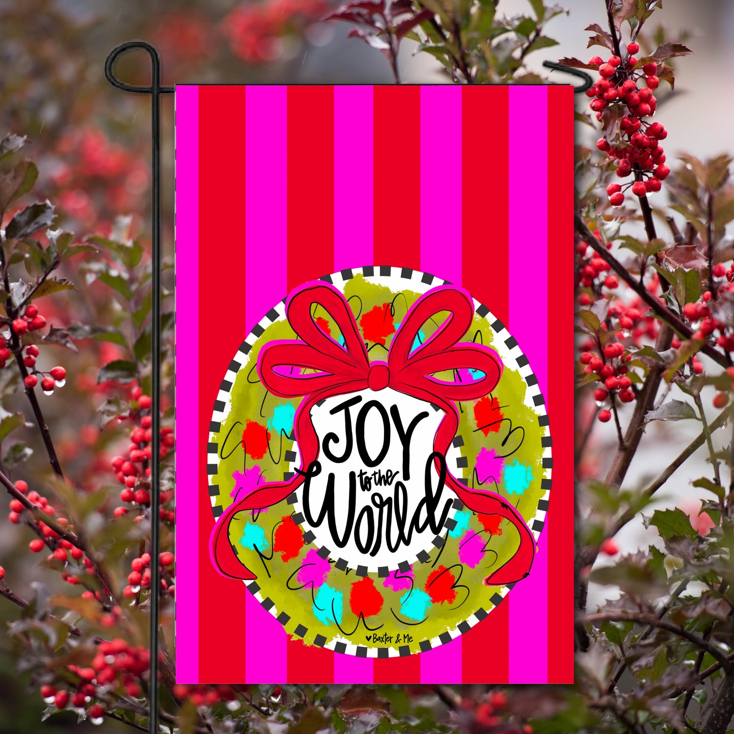 Joy to the World Wreath Garden Flag