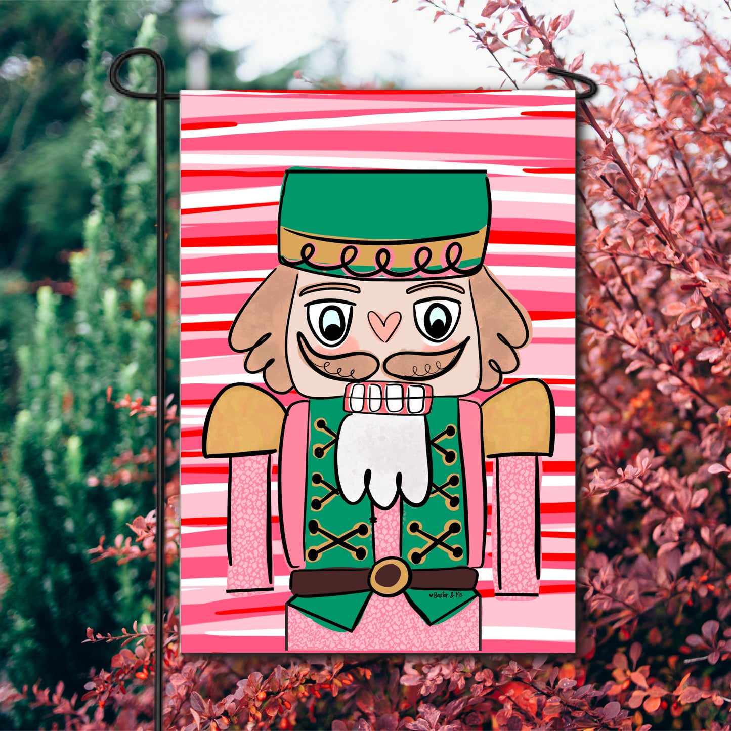 Pink Candy Nutcracker Garden Flag