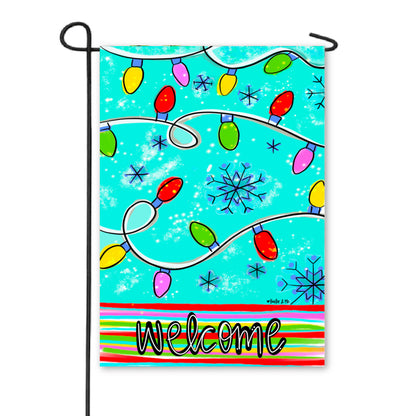 Colorful Christmas Lights Garden Flag