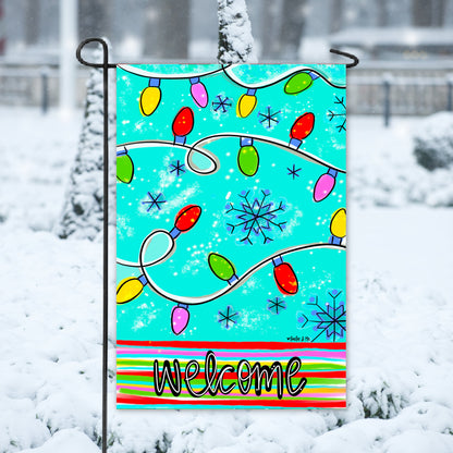 Colorful Christmas Lights Garden Flag