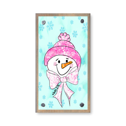 Pink Bow Frosty Happy Block
