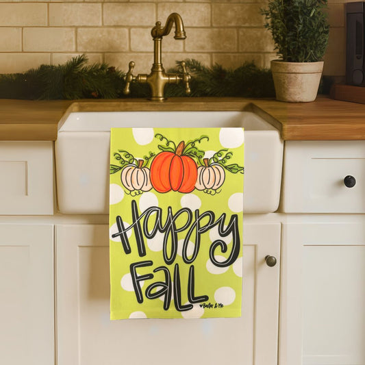 Hello Fall Pumpkins All Around Tea Towel