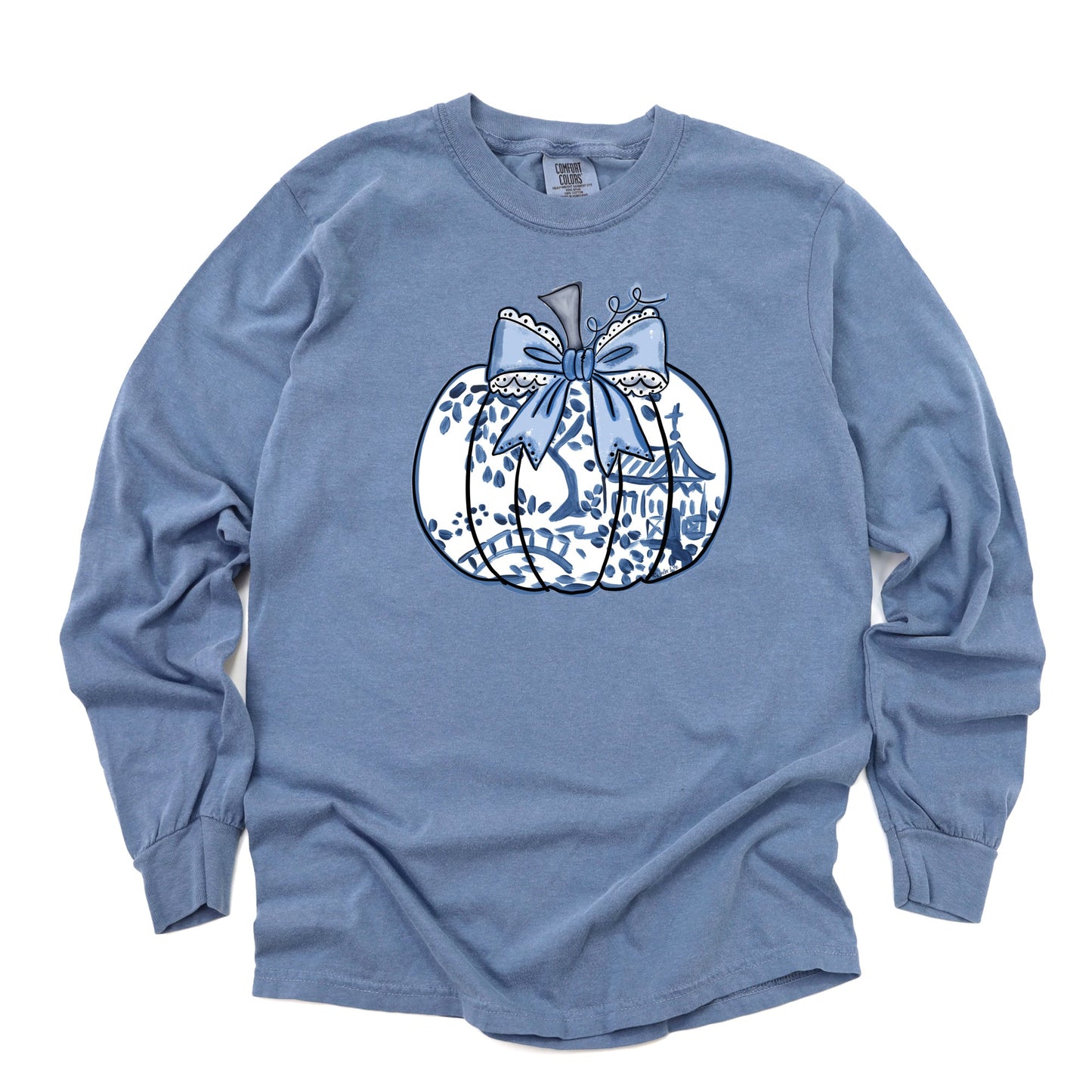 Blue Willow Lace Bow Pumpkin T-Shirt