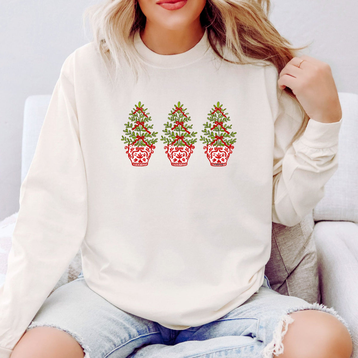 Red White Tree with Bows T-Shirt