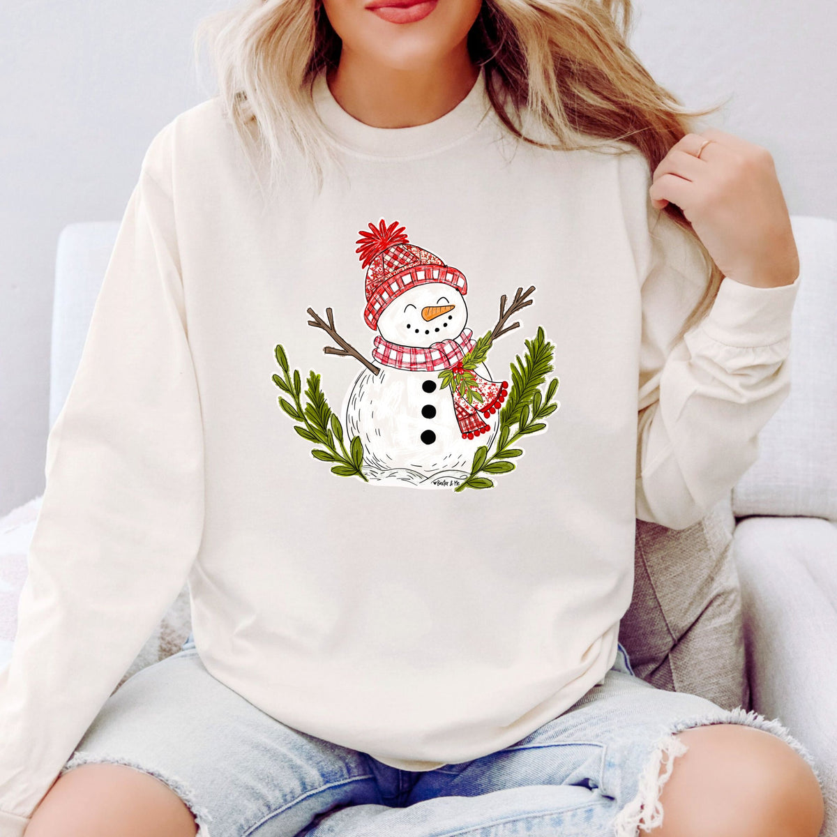 Red Plaid Snowman T-Shirt