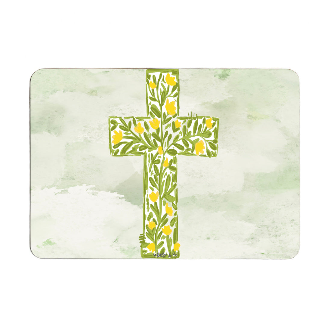 Yellow Tulip Cross Mouse Pad