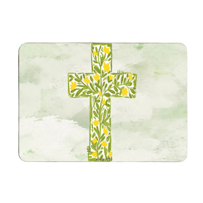 Yellow Tulip Cross Mouse Pad