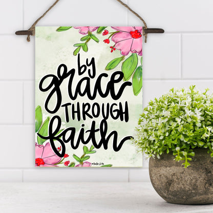 By Grace Through Faith Mini Wall Hanging