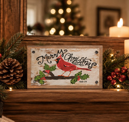 Merry Christmas Cardinal Happy Block