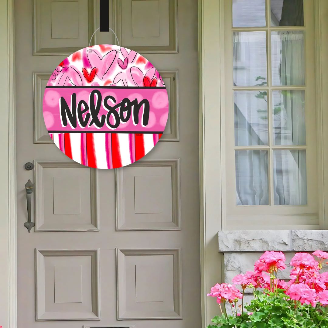 Personalized Hello Valentine Heart Door Hanger