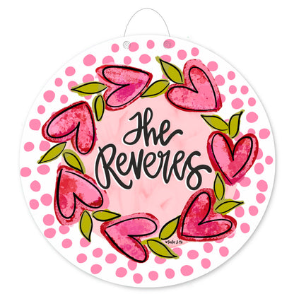 Hello Heart Vine Wreath Pink Dots Door Hanger