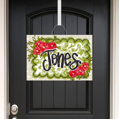 Green Scalloped Frame Floral Door Hanger