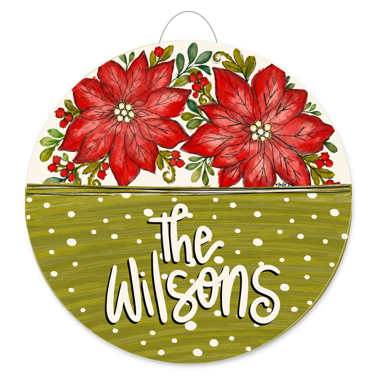 Merry Christmas Poinsettia Door Hanger