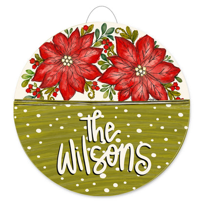 Merry Christmas Poinsettia Door Hanger