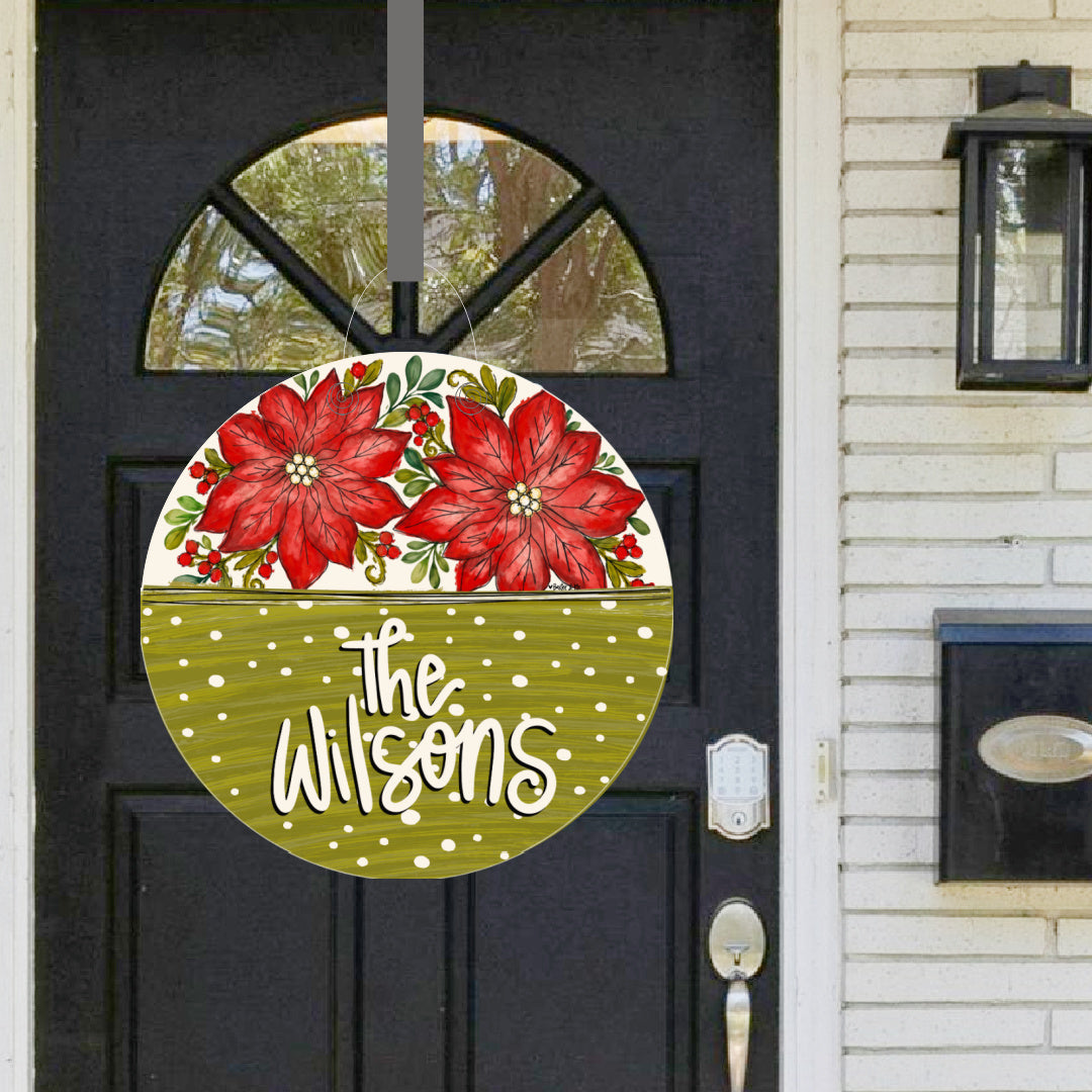 Merry Christmas Poinsettia Door Hanger