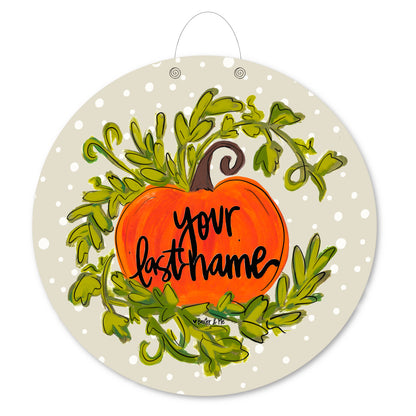 Personalizable Pumpkin with Vine Door Hanger