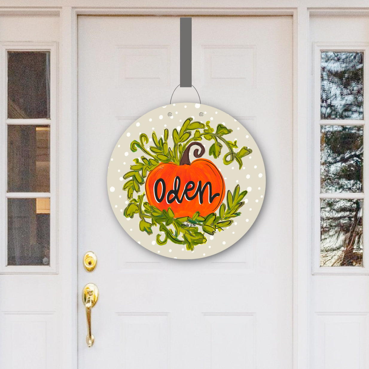 Personalizable Pumpkin with Vine Door Hanger