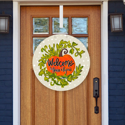 Personalizable Pumpkin with Vine Door Hanger