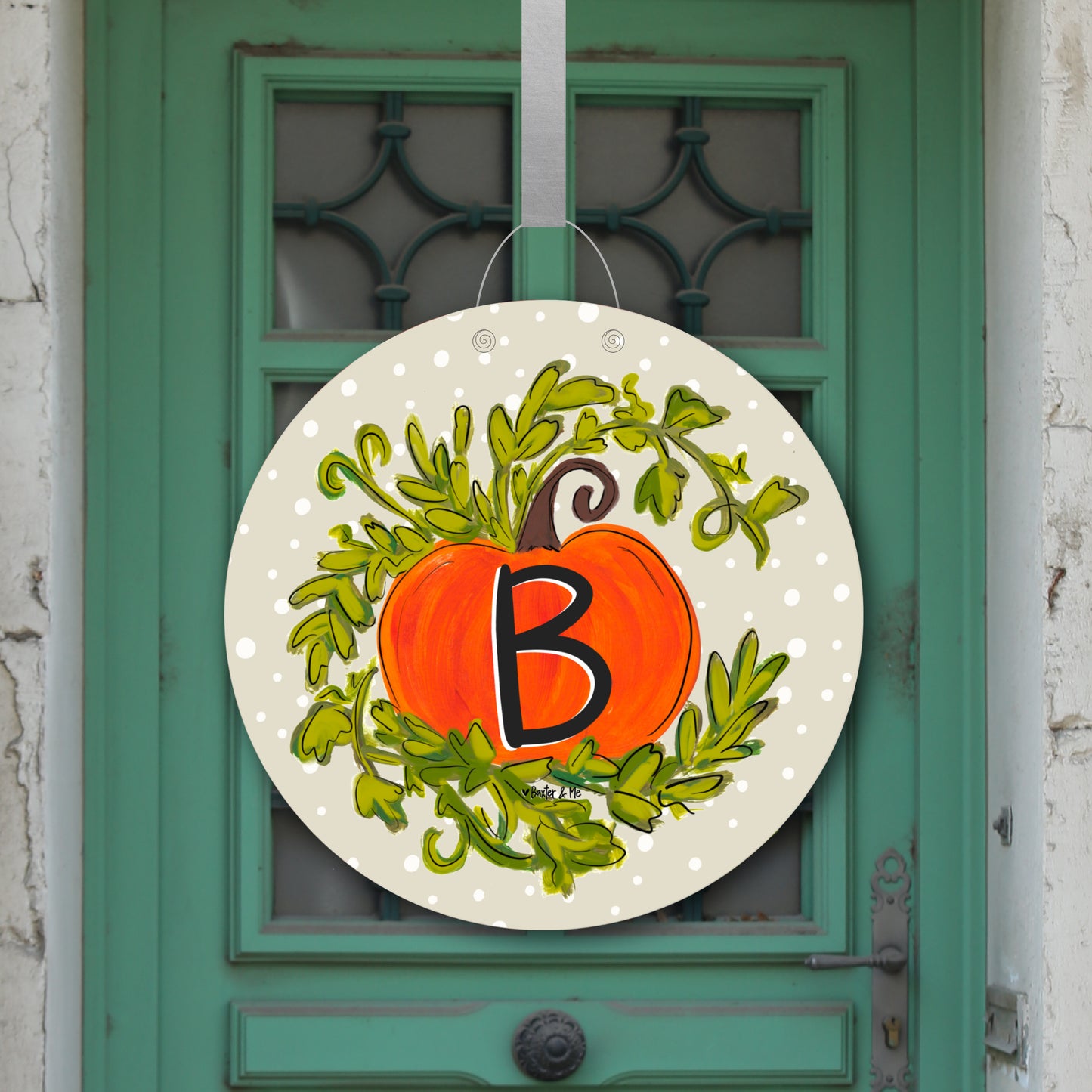 Personalizable Pumpkin with Vine Door Hanger