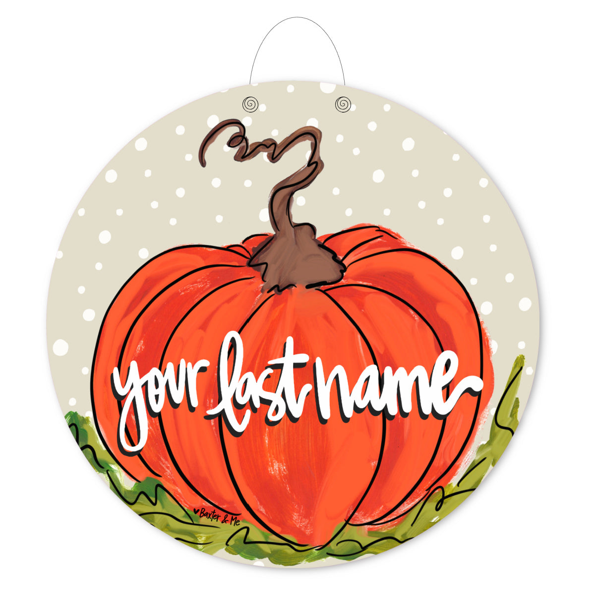 Personalizable Classic Long Stem Pumpkin Door Hanger