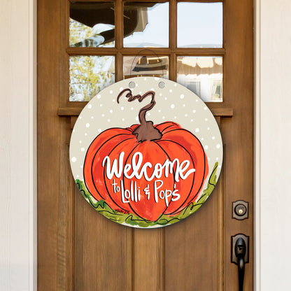 Personalizable Classic Long Stem Pumpkin Door Hanger