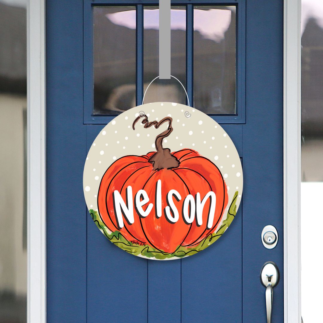 Personalizable Classic Long Stem Pumpkin Door Hanger