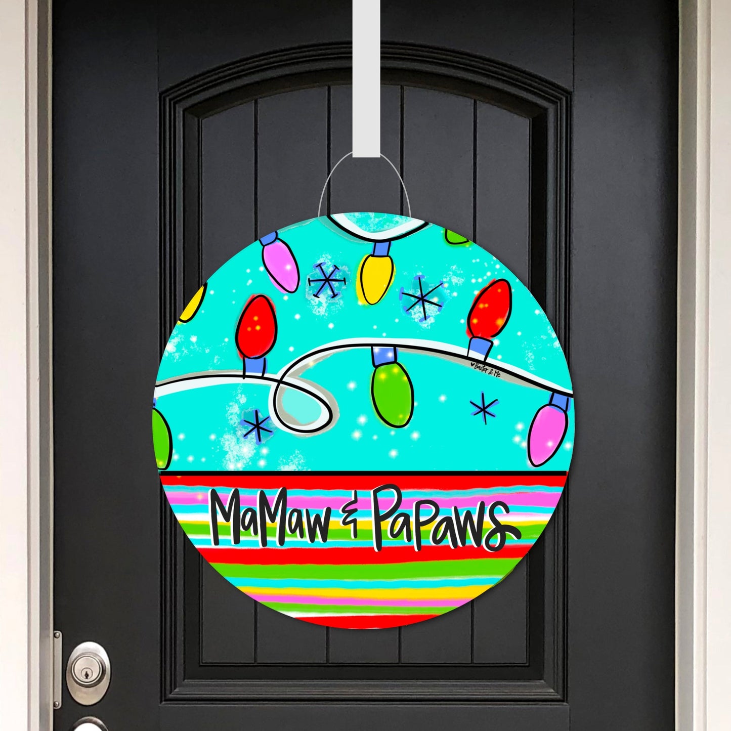 Personalized Colorful Christmas Lights Door Hanger