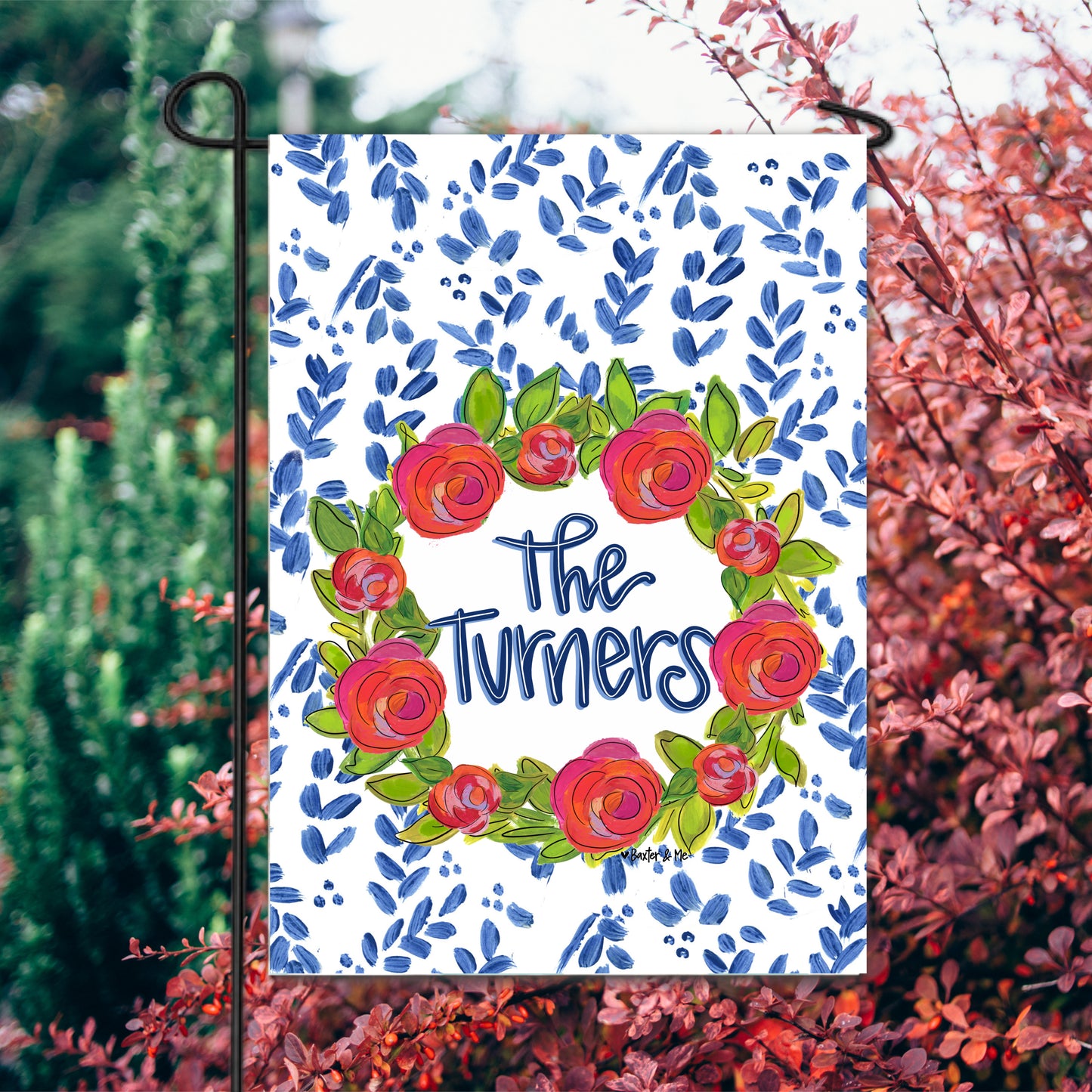 Rosie Welcome in Blue Garden Flag