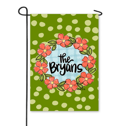 Green Coral Floral Garden Flag