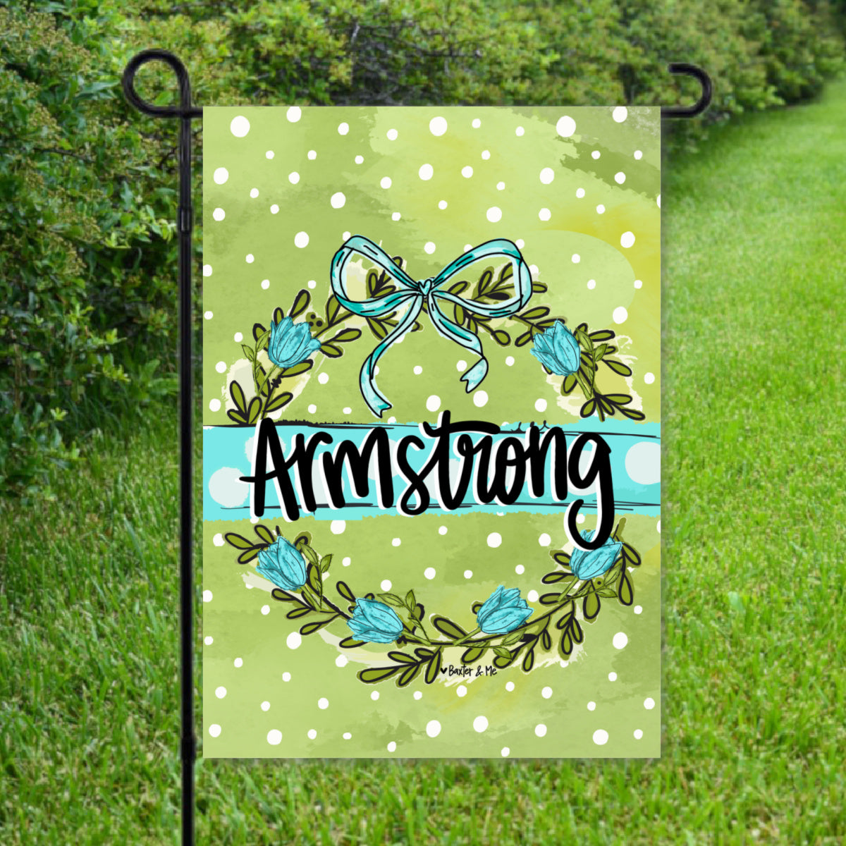 Blue Bow Green Garden Garden Flag