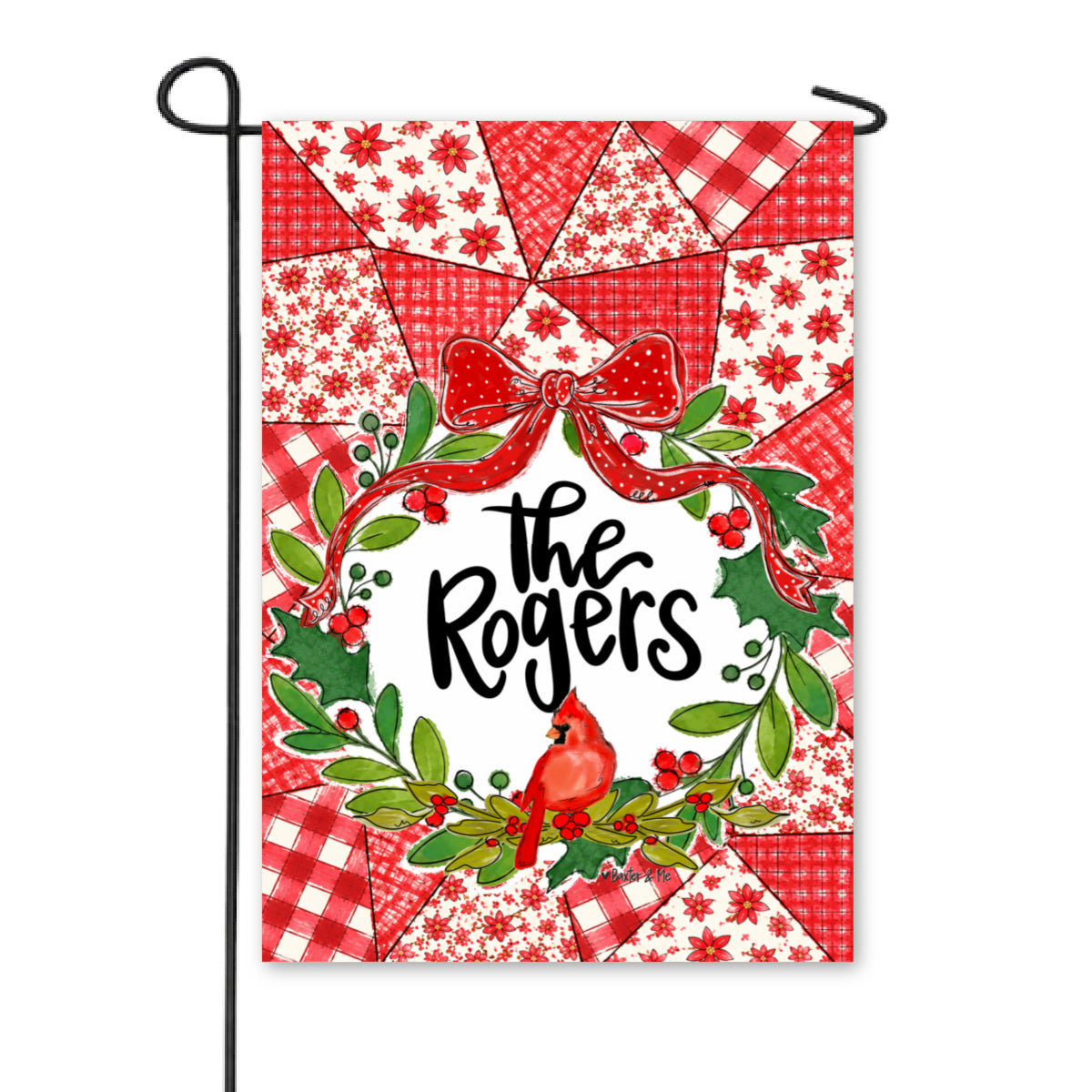 Quilted Christmas Cardinal Garden Flag