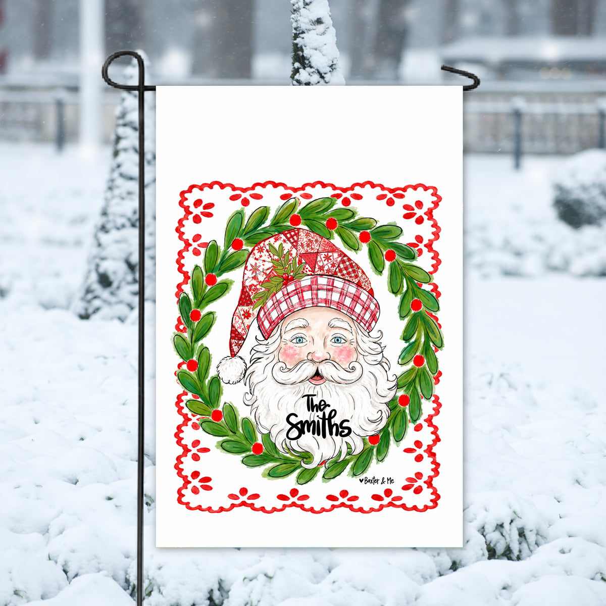 Quilted Santa Garden Flag