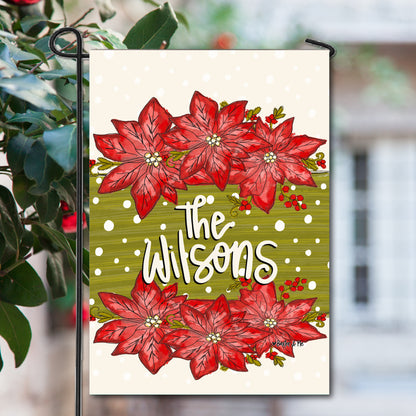 Merry Christmas Poinsettia Garden Flag