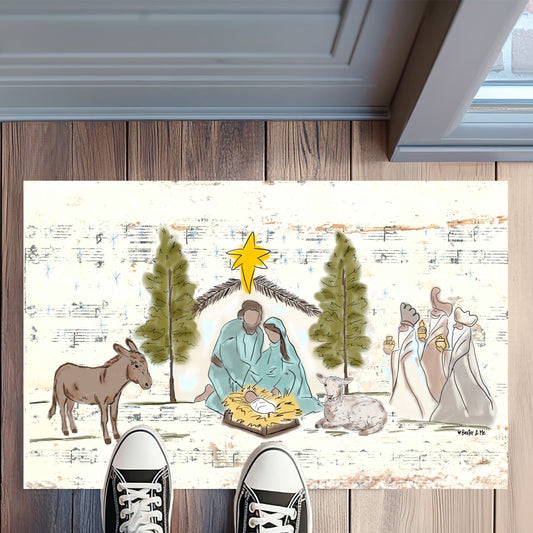 Starry Night Nativity Rug Floormat