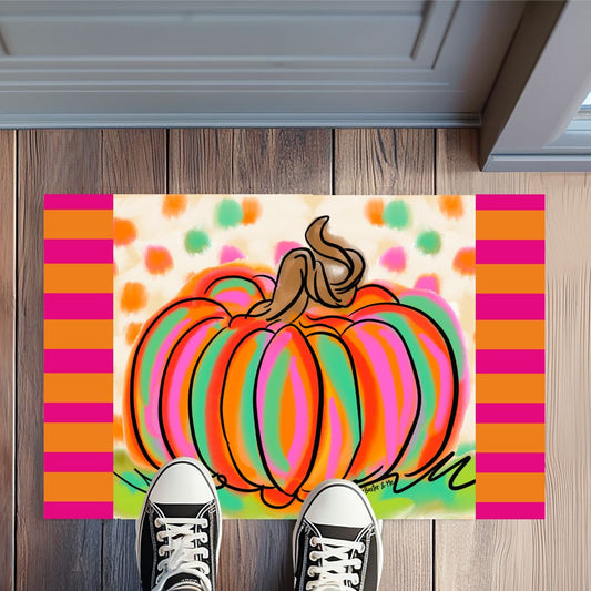 Rainbow Patch Pumpkin Rug Floormat