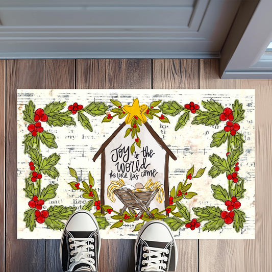 Joy to the World Star Manger Rug Floormat