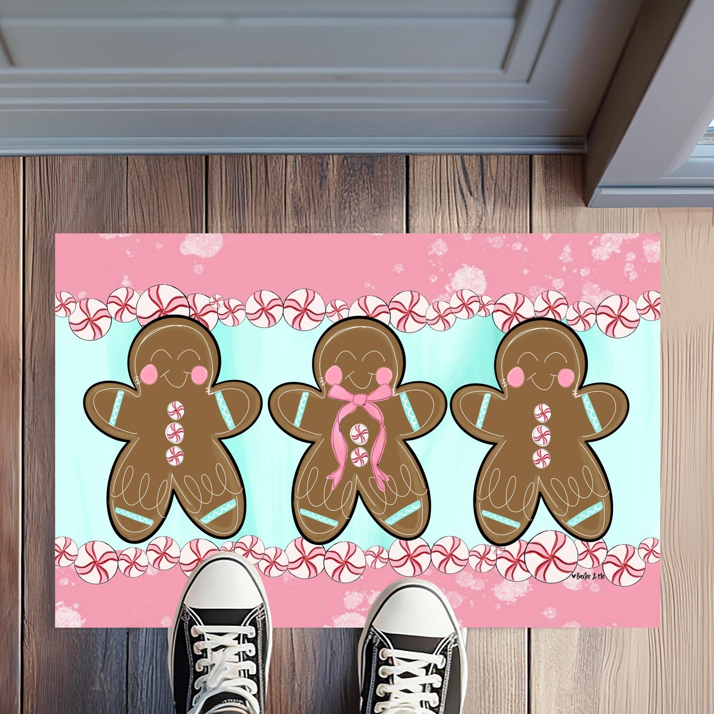 Pink Peppermint Gingerbread Rug Floormat