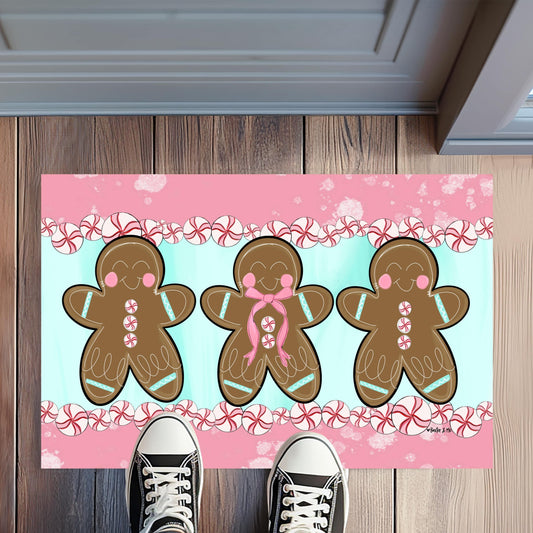 Pink Peppermint Gingerbread Rug Floormat