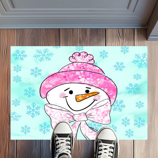 Pink Bow Frosty Rug Floormat