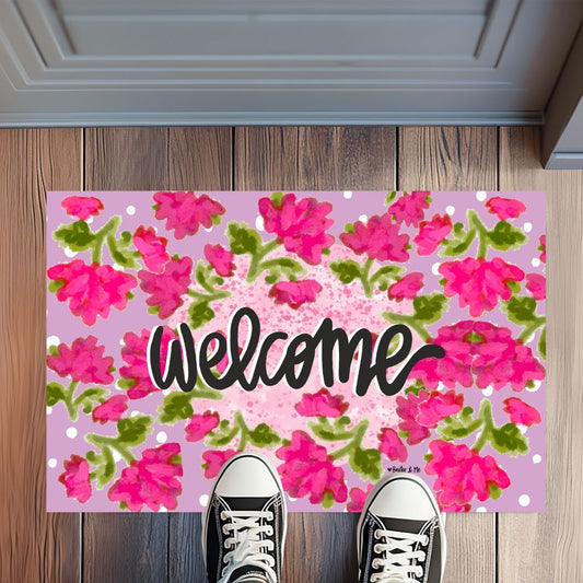 Pink Blossom Welcome Rug Floormat
