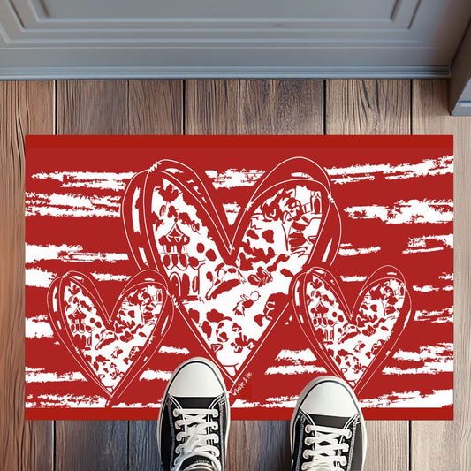 Red Tolile Heart Rug Floormat