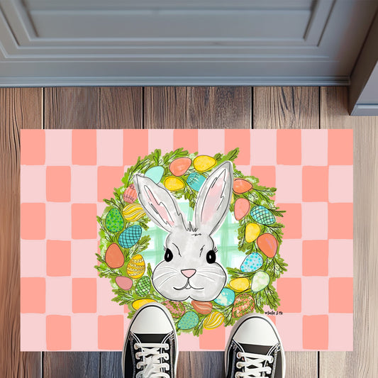 Bunny Egg Wreath Rug Floormat