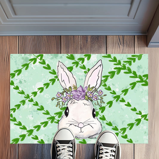 Lavender Floral Bunny Rug Floormat