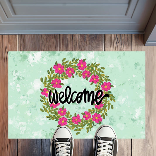 Pink Petal Welcome Rug Floormat