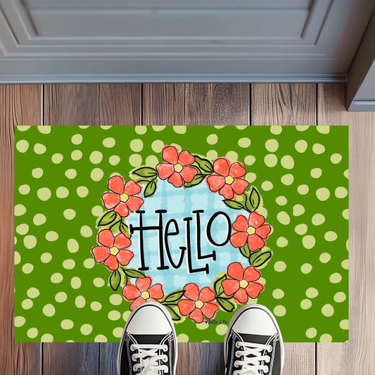 Green Coral Floral Rug Floormat